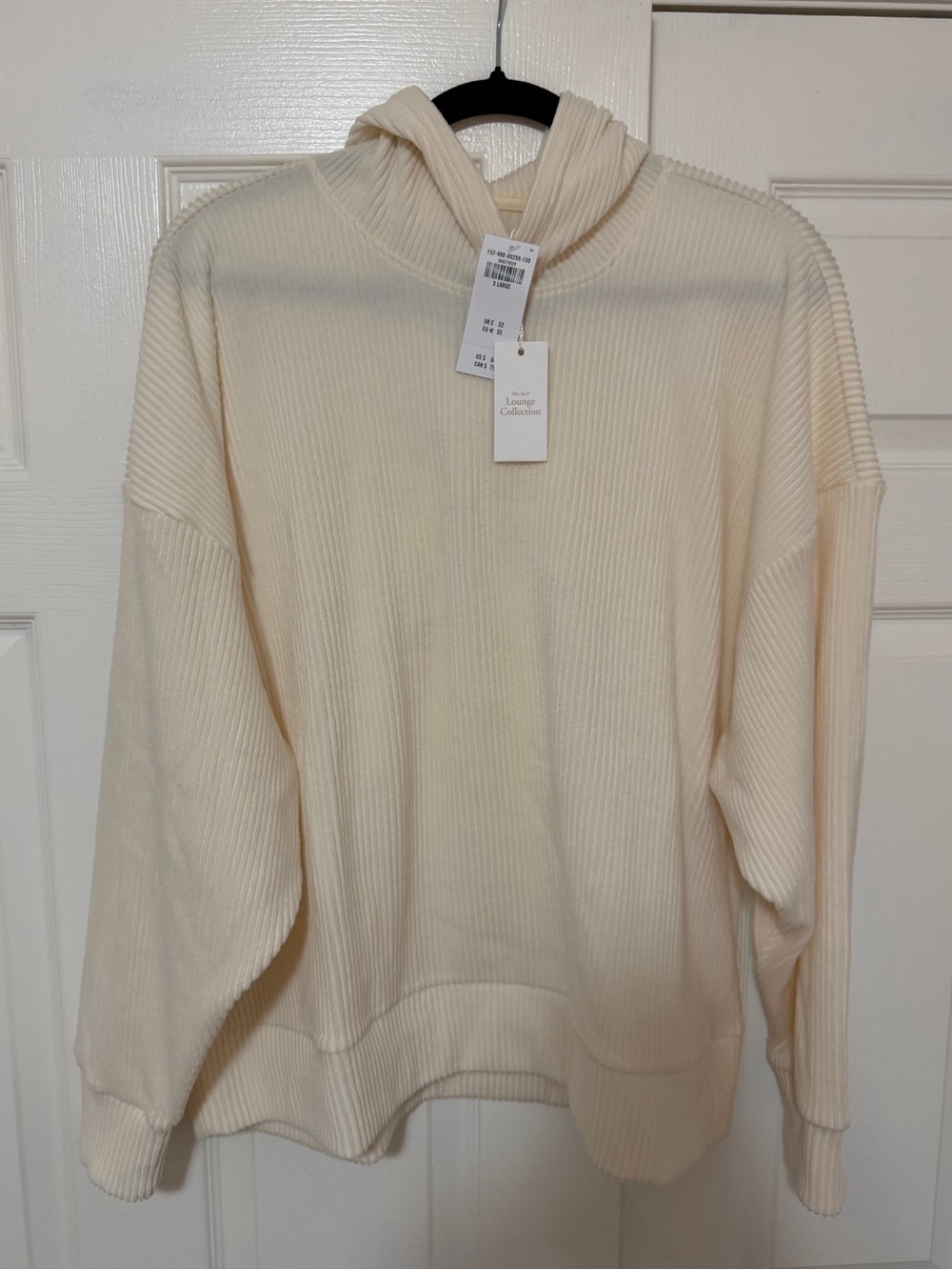 NWT Abercrombie & Fitch Women's Cream Ribbed Hoodie Sweater - Size Extra Large - Picture 2 of 4